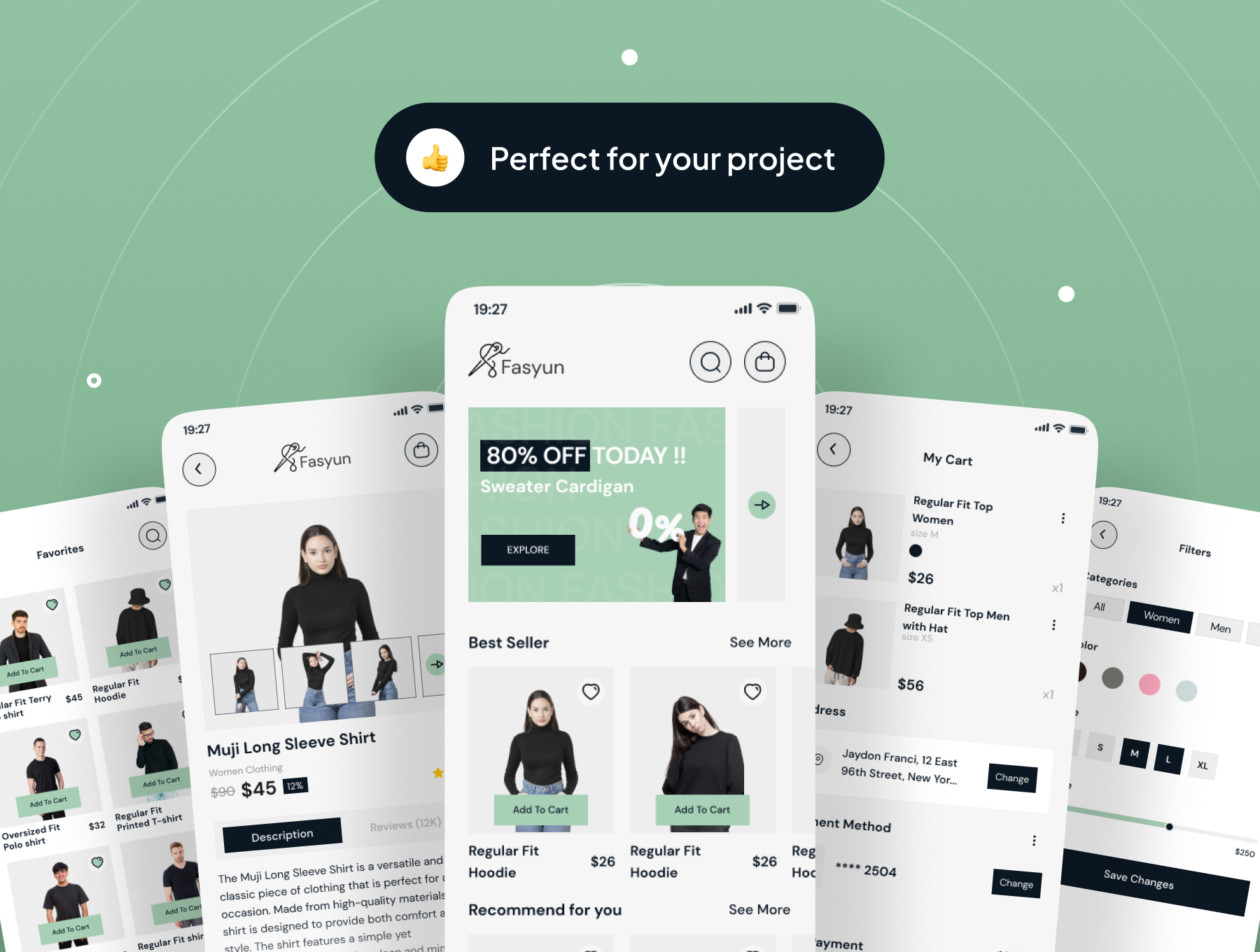 FASYUN-时尚移动应用UI工具包 FASYUN - Fashion Mobile App UI Kit figma格式-UI/UX-到位啦UI